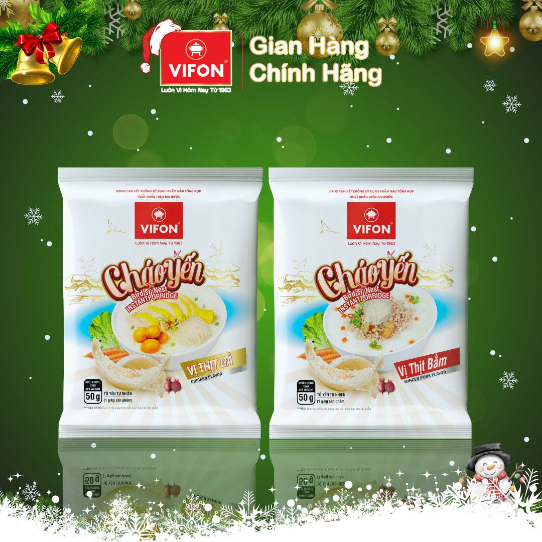 Thùng 30 gói Cháo yến VIFON vị thịt bằm/ vị thịt gà 50gr/gói