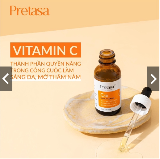 Serum Pretasa Vitamin C C10 - Sáng da- Mờ thâm nám - Dưỡng ẩm sâu cho da