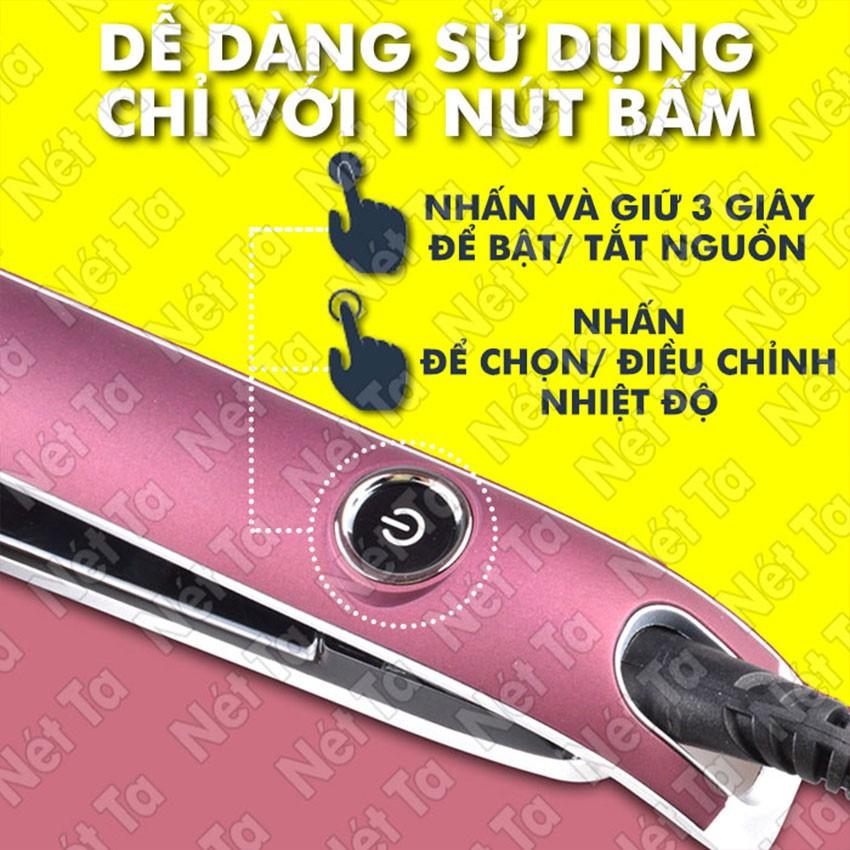 Máy duỗi tóc 4 mức điều chỉnh nhiệt độ Kemei 2203 có thể uốn cụp, uốn sóng dễ (Tím)