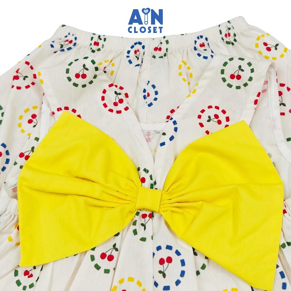 Bộ quần áo Ngắn bé gái họa tiết Cherry Tròn Nơ Vàng Cotton - AICDBGOB9UL8 - AIN Closet