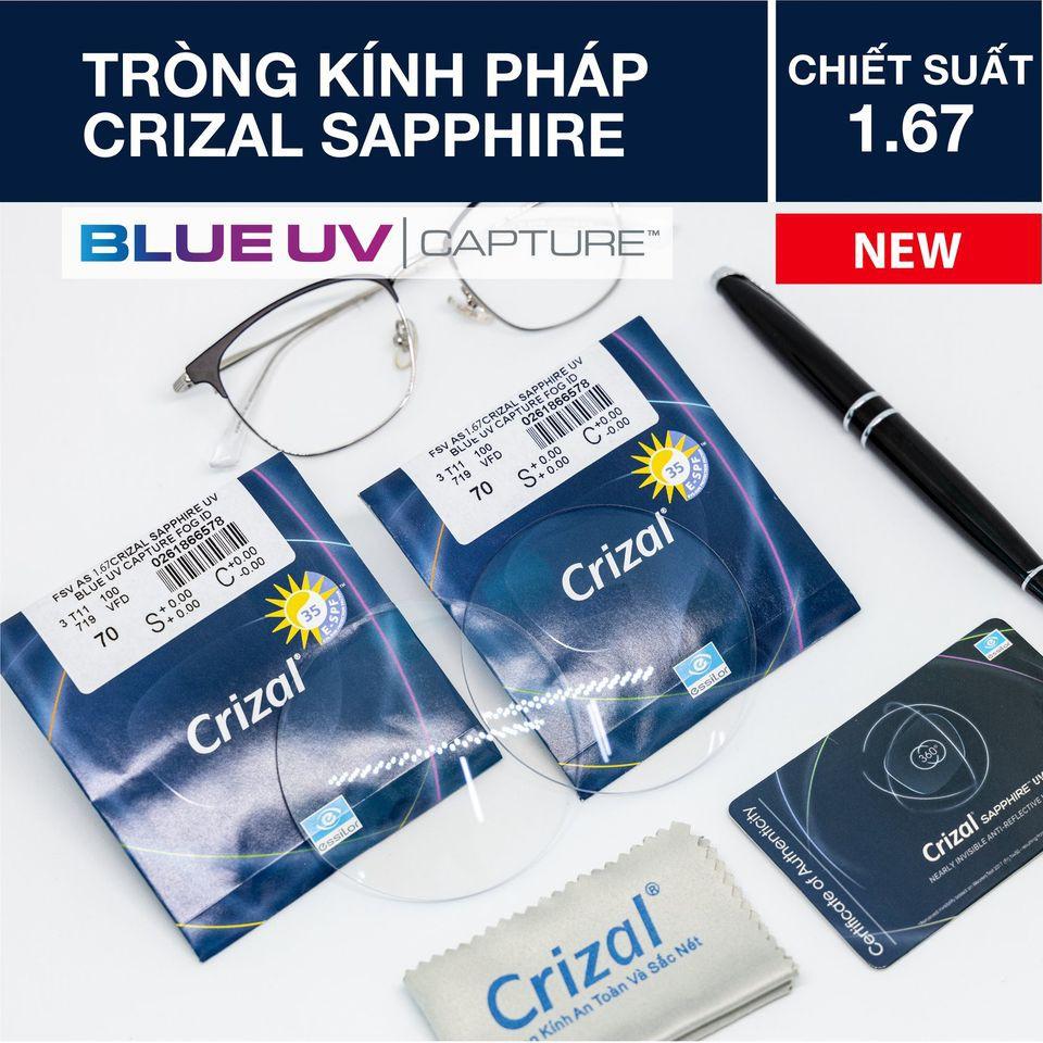 Tròng kính ESSILOR 1.56, 1.60 và 1.67 CRIZAL SAPPHIRE UV chính hãng Pháp