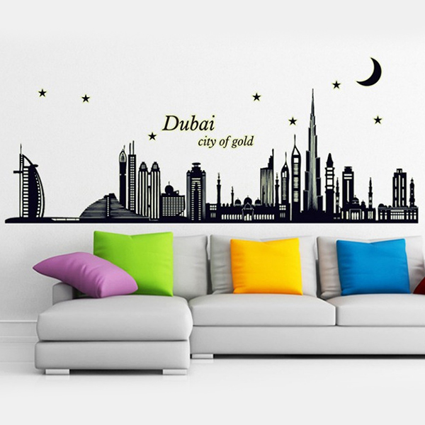 Decal Dán Tường Thành Phố Dubai Dạ Quang Binbin PK480