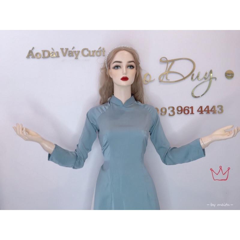 Áo dài truyền thống trơn lụa thiết kế nhiều màu thegioiaodaivaycuoi