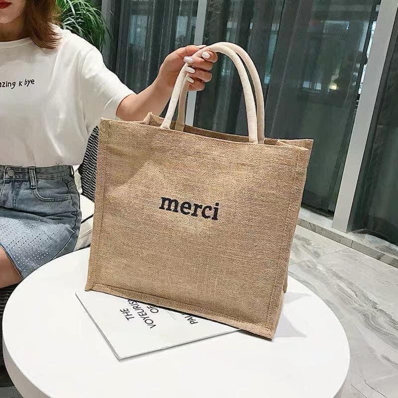 Túi Cói Merci thích hợp đeo đi biển, đi dạo phố, đi học đi làm, du lịch 32 x 35 cm _DiLi Mart