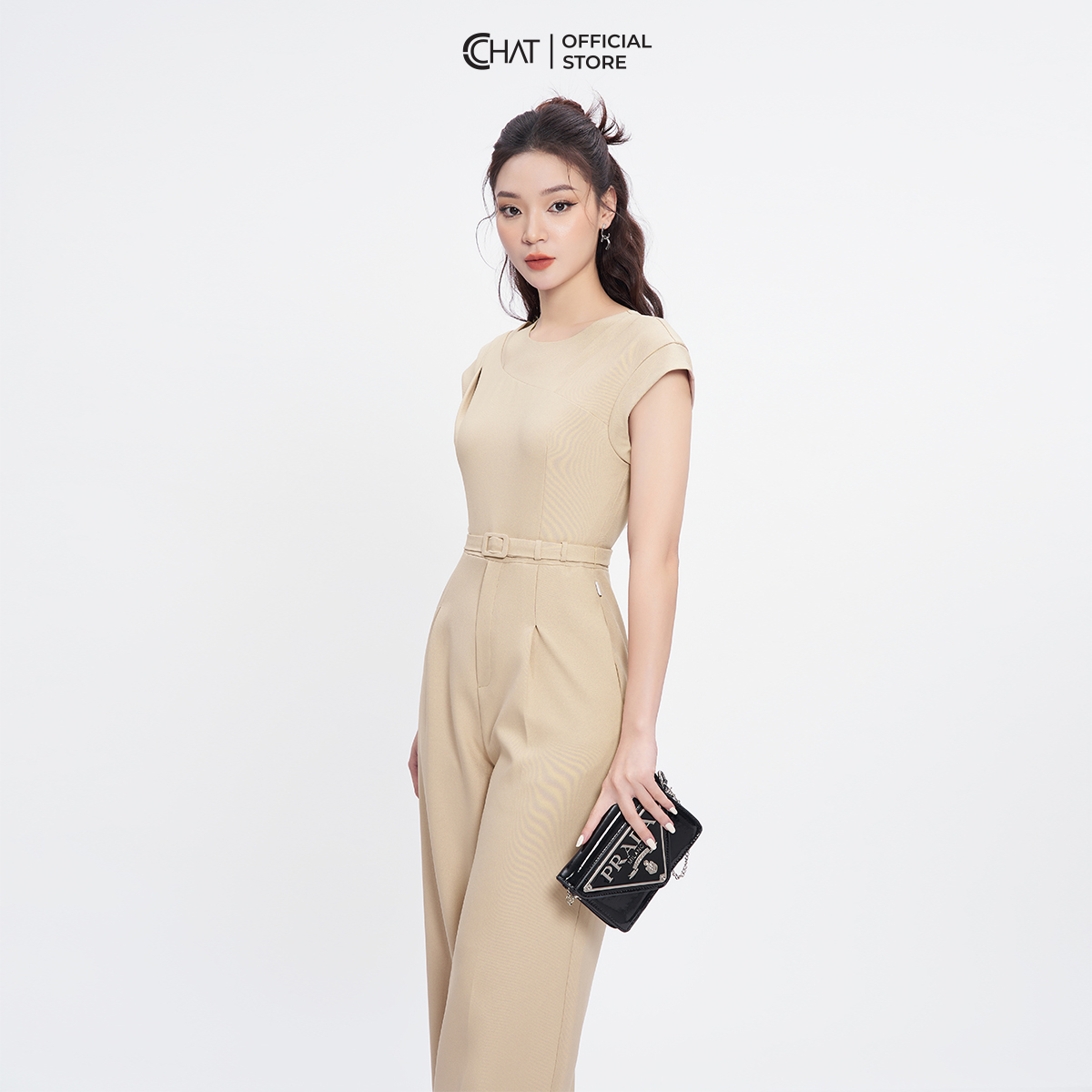 Jumpsuit Nữ CCHAT Kiểu Cutout Ly Vai Chất Tuytsi Cao Cấp Mềm Mịn 53JNS2001ST