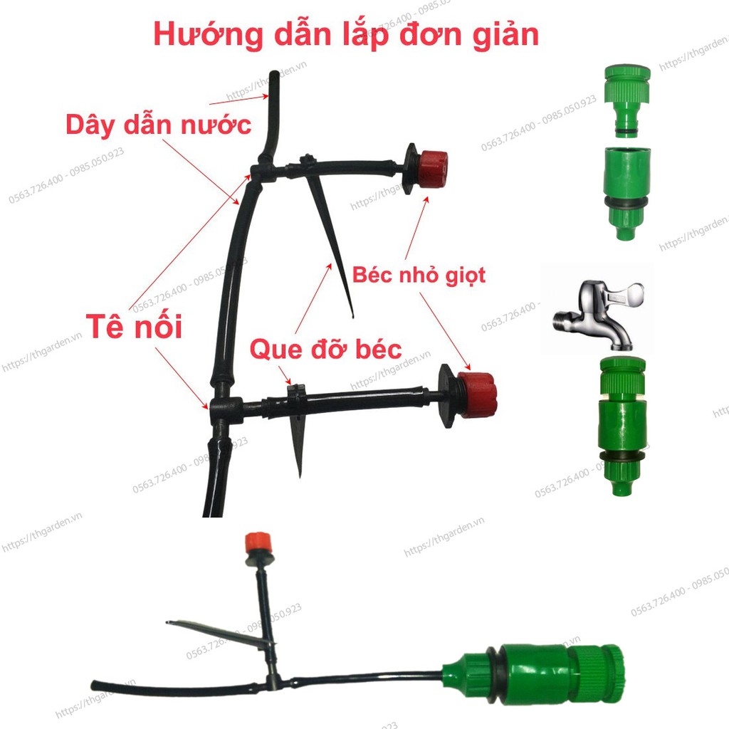 Bộ 30 béc tưới cây 8 tia nhỏ giọt kèm 25m dây và đầy đủ phụ kiện 206848