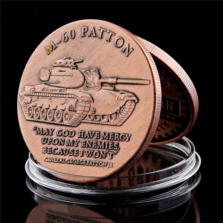 Xu Lưu Niệm Xe Tăng M60 Patton, chất liệu Niken, màu hồng vàng, dùng để sưu tầm, trang trí bàn sách, bàn làm việc, xỏ lỗ đeo dây - TMT Collection-SP002417