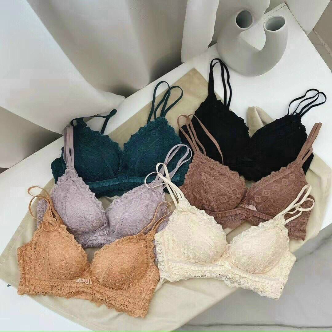 Bộ Lót Ren Cao Cấp Không Gọng -Sét Bộ Lót Mút Mềm Nâng Ngực Tạo Khe-Dành cho ngực nhỏ