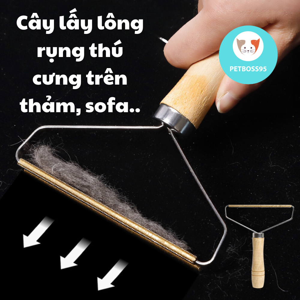 DỤNG CỤ CÀO LẤY LÔNG CÁN GỖ LẤY LÔNG THÚ CƯNG TRÊN GHẾ, NỆM , SOFA