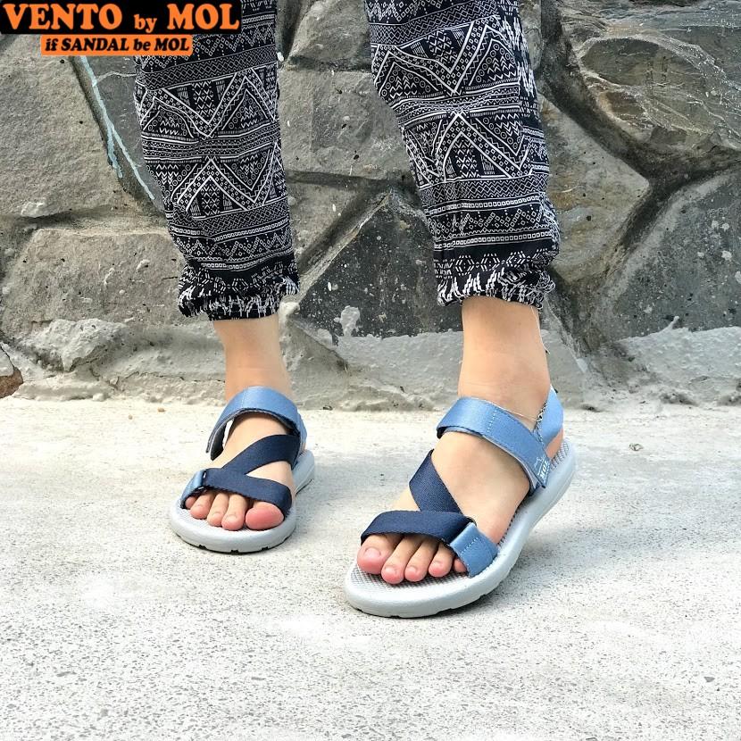 Giày sandal unisex nam nữ quai chéo vải dù đế mõng Slim có quai hậu cố định hiệu MOL mang đi học du lịch MS1166XD