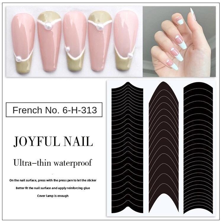 Sticker French Đầu Móng Ombre Màu Đen Nhiều Kiểu Cong Nhọn Oval Làm Nail, Miếng Dán Dặm Phen Omber Fen Đầu Móng Chuyên Dụng Nữ Women