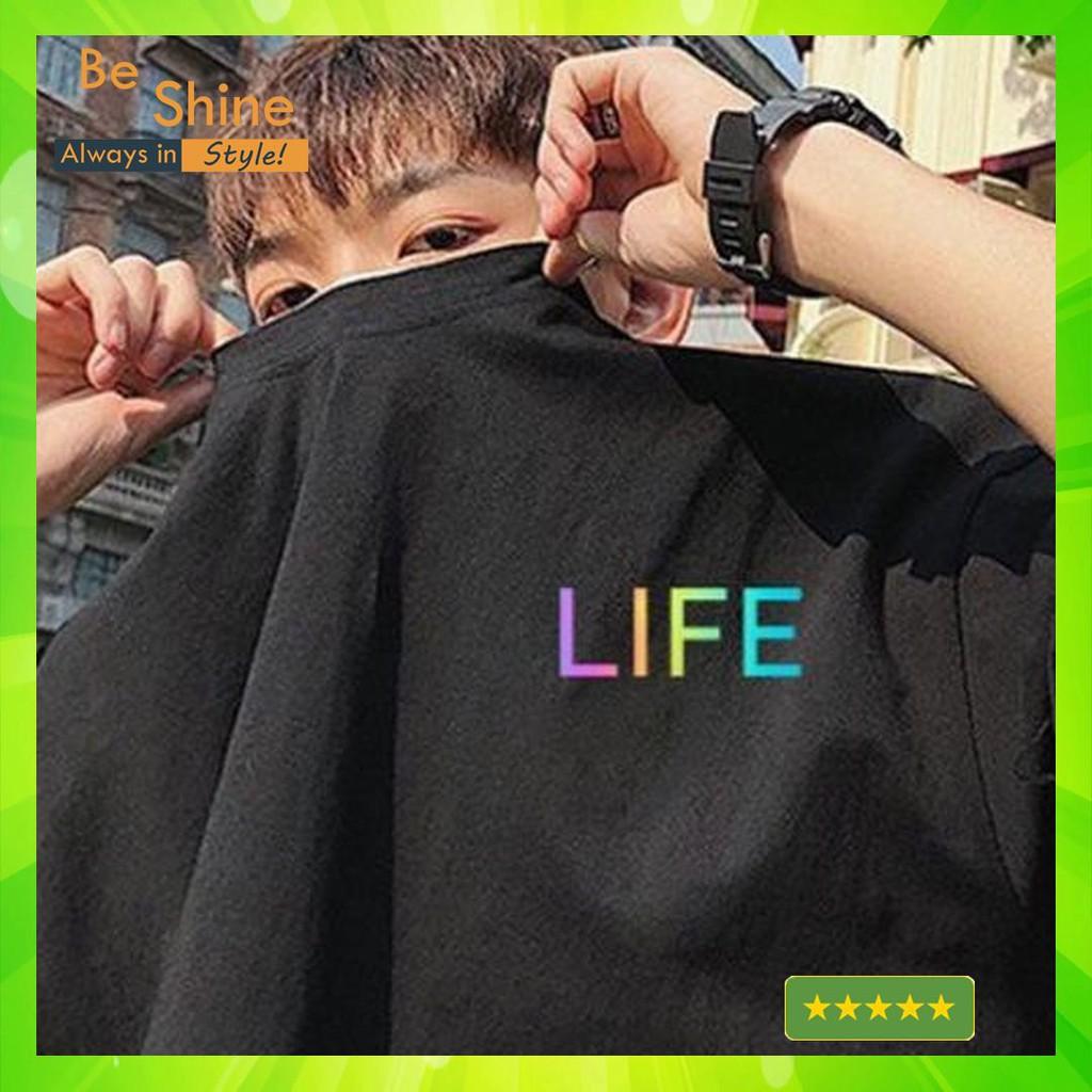 Áo Thun Unisex Form Rộng LIFE Phản Quang Đa Sắc