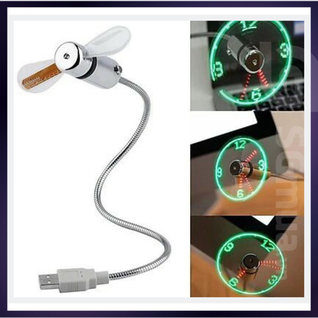 Quạt USB tích hợp Đồng hồ Đèn LED công nghệ hiện đại màu sắc thời trang phù hợp trang trí làm quà tặng