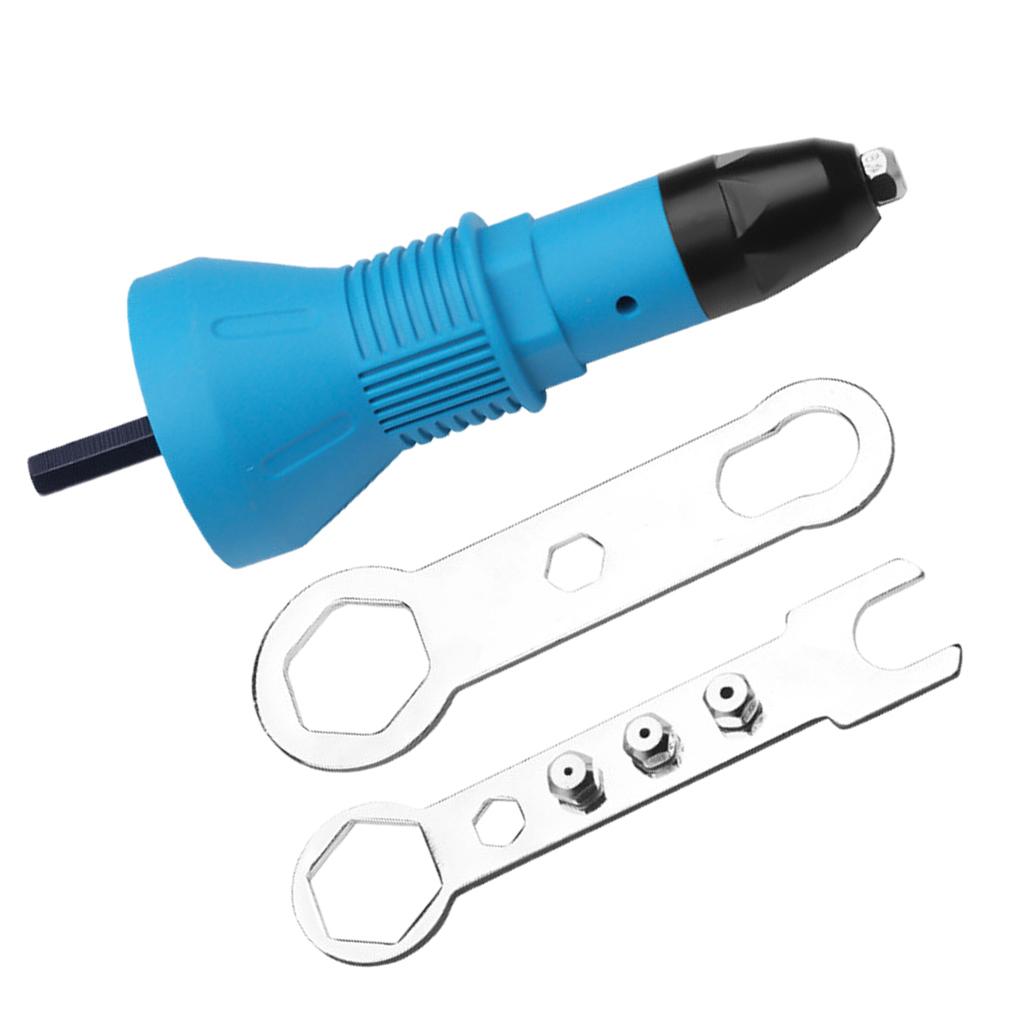 Rivet Gun Adaptor for Cordless Drill Electric Nut Riveting Riveter Tool-Blue