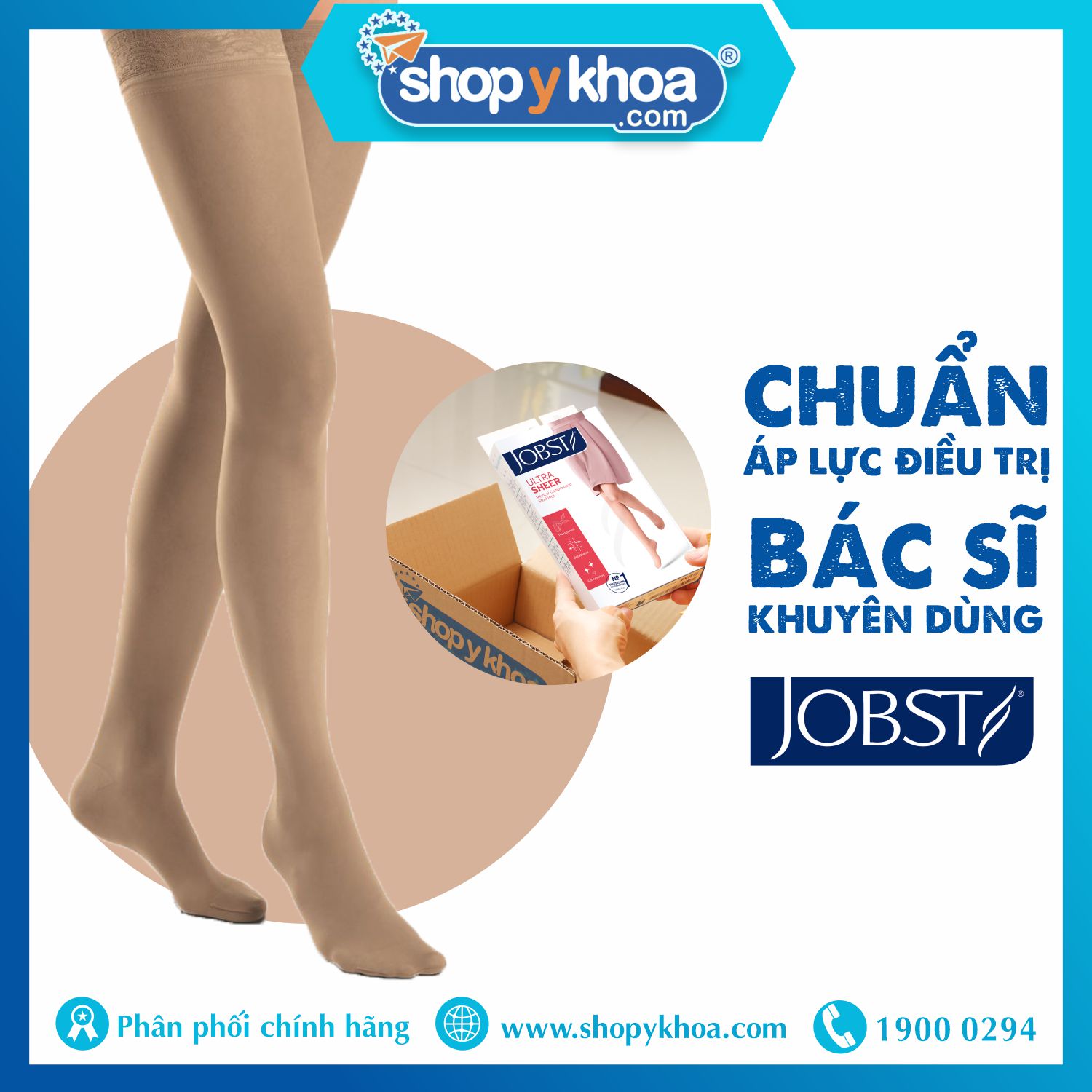 Combo 2 đôi Vớ y khoa đùi silicone JOBST UltraSheer - Siêu mỏng, màu da, kín ngón, 20-30mmHg, giãn tĩnh mạch chân (tất y khoa)