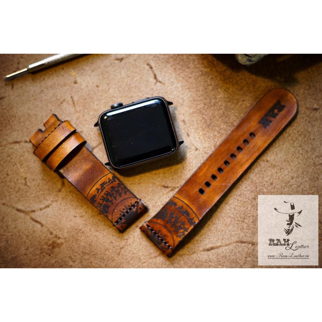DÂY APPLE WATCH TRỐNG ĐỒNG VEGTAN LIGHT BROWN NÂU - RAM SIMPLE TRỐNG ĐỒNG - ĐỦ SIZE