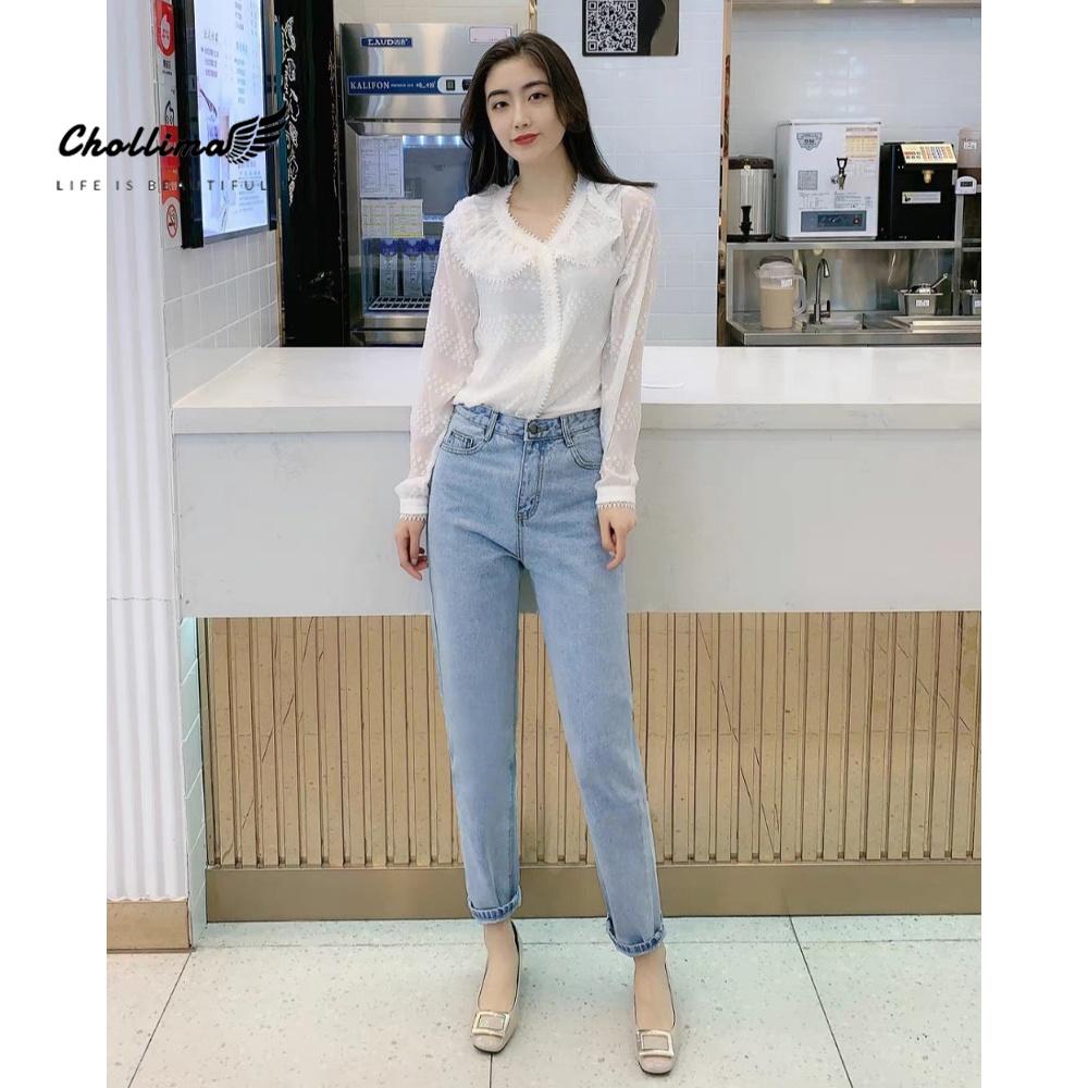 Quần baggy jean Chollima ống nhỏ trơn cuốn lai QD022 phong cách hàn quốc trẻ trung năng động