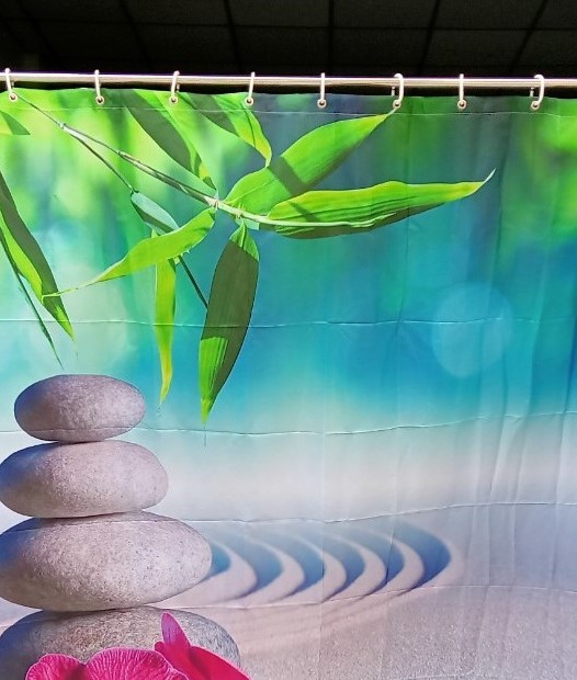 Rèm nhà tắm Vải Polyester chống thấm nước phong cách Thiền Định