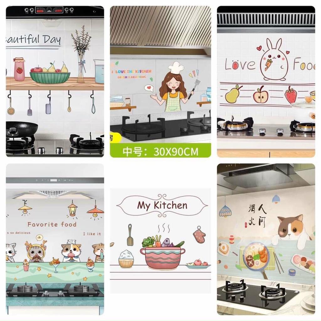 Giấy Dán Tường Bếp Cách Nhiệt Chống Dầu Mỡ, Chịu Nhiệt - Decal Dán Bếp 3D Nhiều Họa Tiết