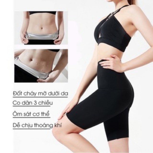 Quần Tan Mỡ Bụng Quần Đổ Mồ Hôi Giảm Mỡ Bụng Gen Nịt Định Hình Vòng Eo Tập Thể Thao Gym Yoga Giảm Cân Nữ