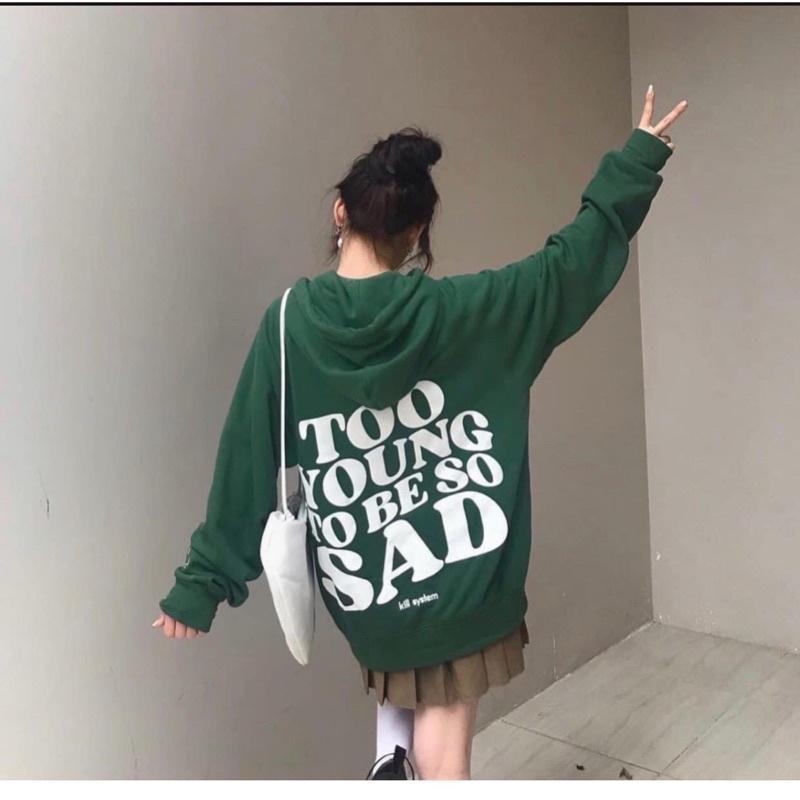 Áo hoodie form rộng TOO YOUNG nam nữ chất nỉ ngoại