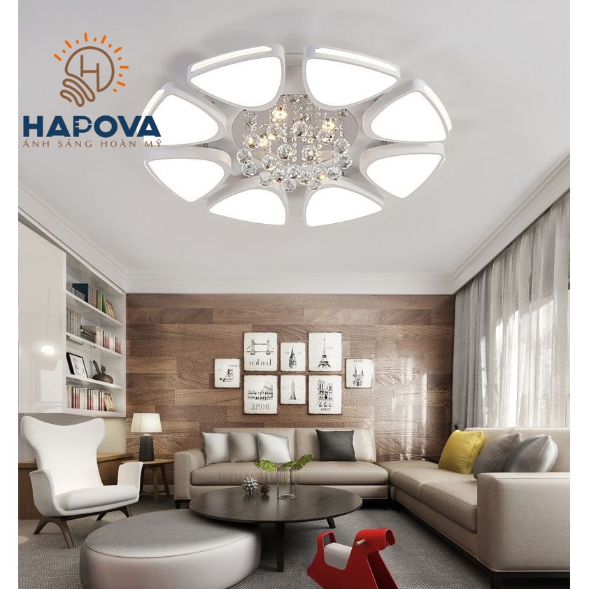 Đèn ốp trần phòng khách bằng pha lê HAPOVA SAPER 0908