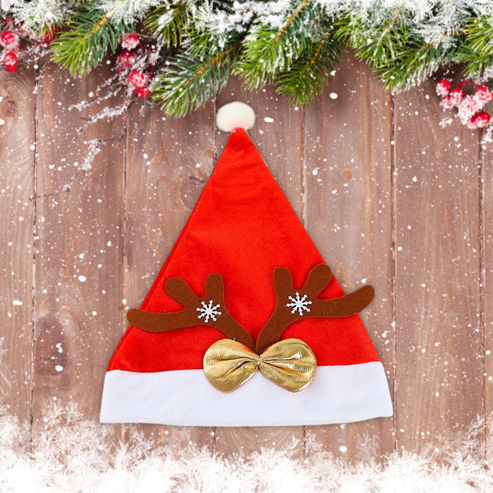 Antler Hat Red Santa Claus Xmas Hat Cap for Masquerade Stage Performance
