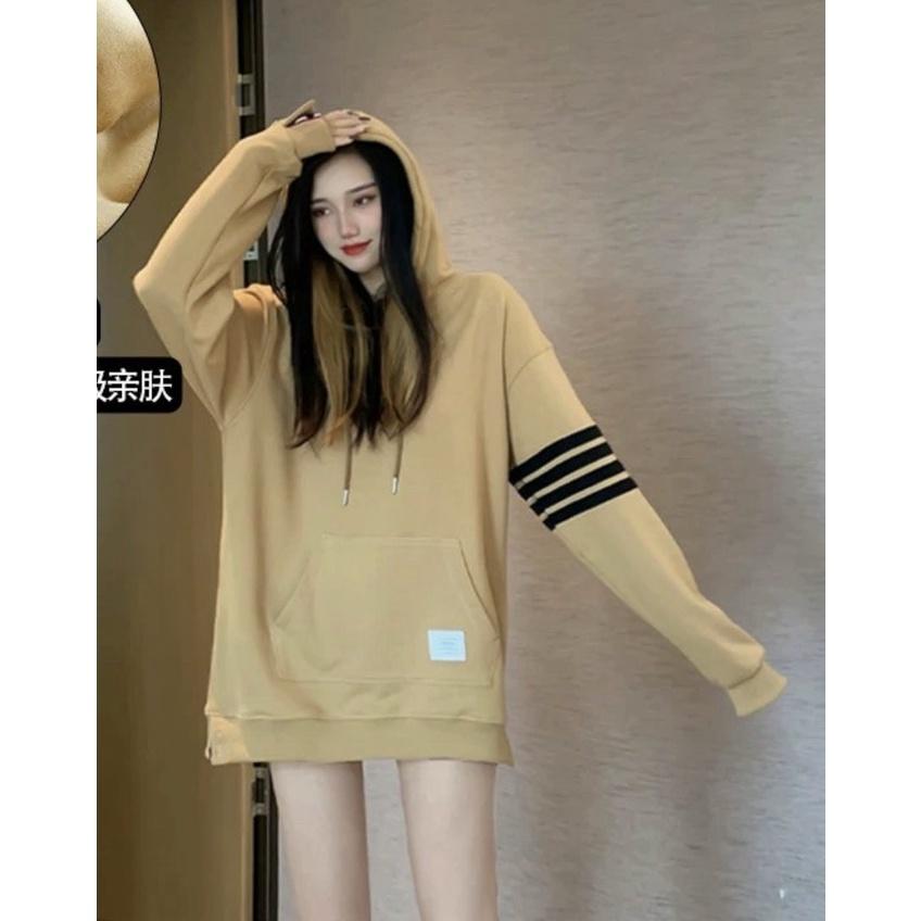 ÁO HOODIE NỮ CHUI PHỐI 4 SỌC TAY THIẾT KẾ TINH TẾ DUYÊN DÁNG VIỆT HÀNG MỚI BAO ĐẸP