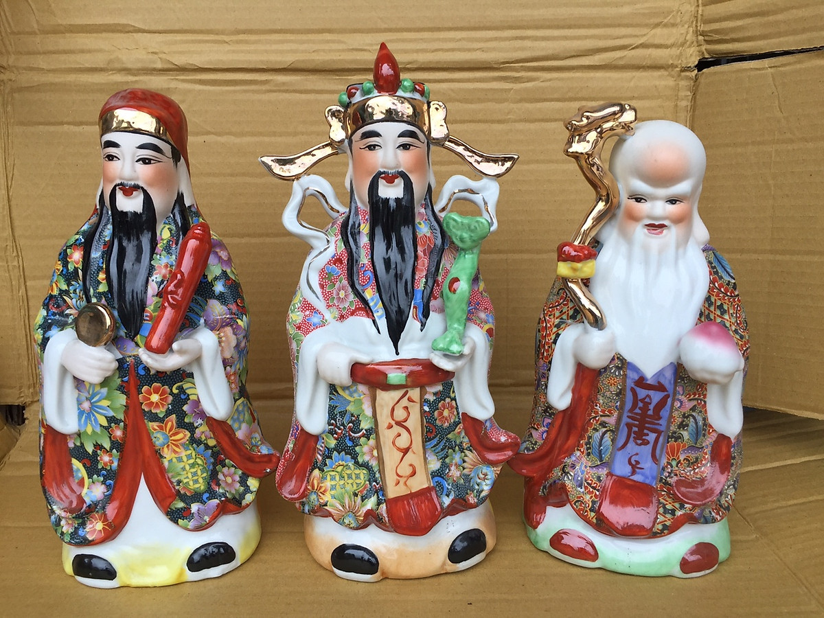 Tượng tam đa phúc lộc thọ bằng sứ cao 43cm
