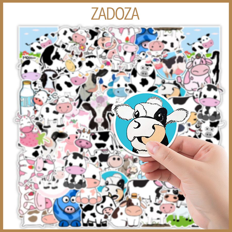 Sticker bò sữa decal milk cow hình dán laptop , điện thoại hình dán trang trí vali ván trượt, mũ bảo hiểm, bình nước