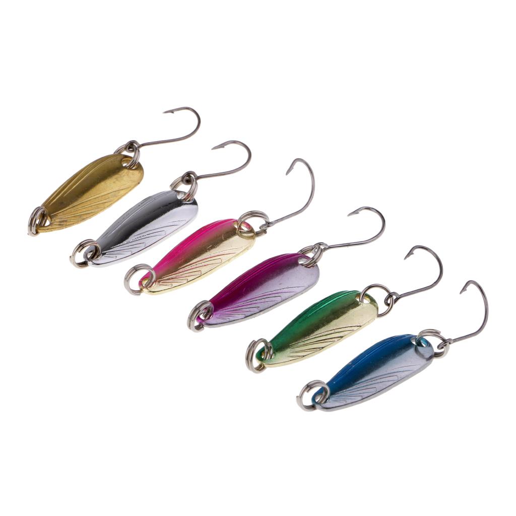 Kim Loại Mồi Câu Cá Thìa Spinner Mồi Với Treble Móc Câu 2.5G 6 Gói