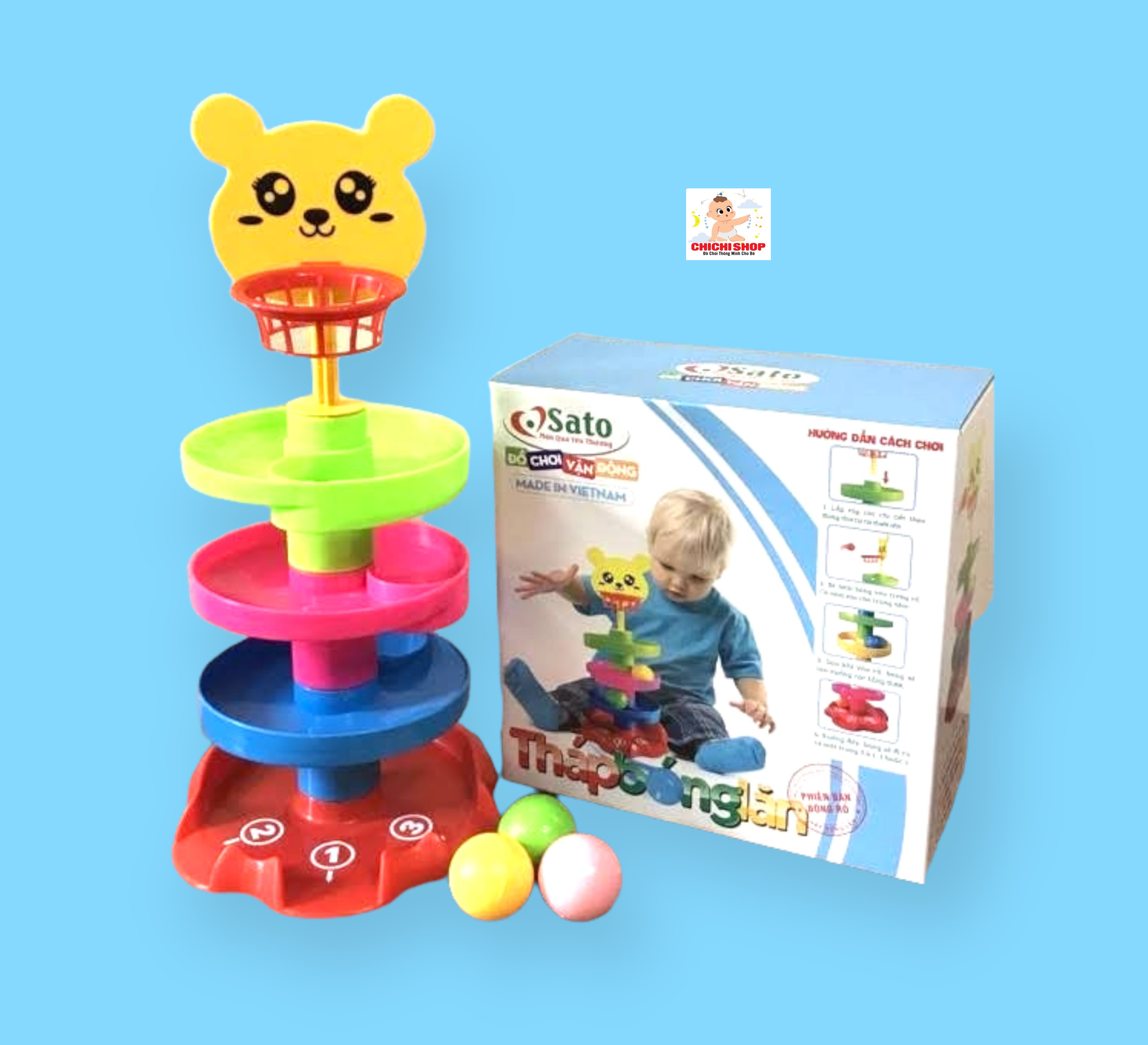 Đồ Chơi Thả Bóng Xoay Tròn, Tháp Bóng Lăn Cầu Trượt Nhiều Màu Sắc Cho Trẻ Từ 6 Tháng tuổi