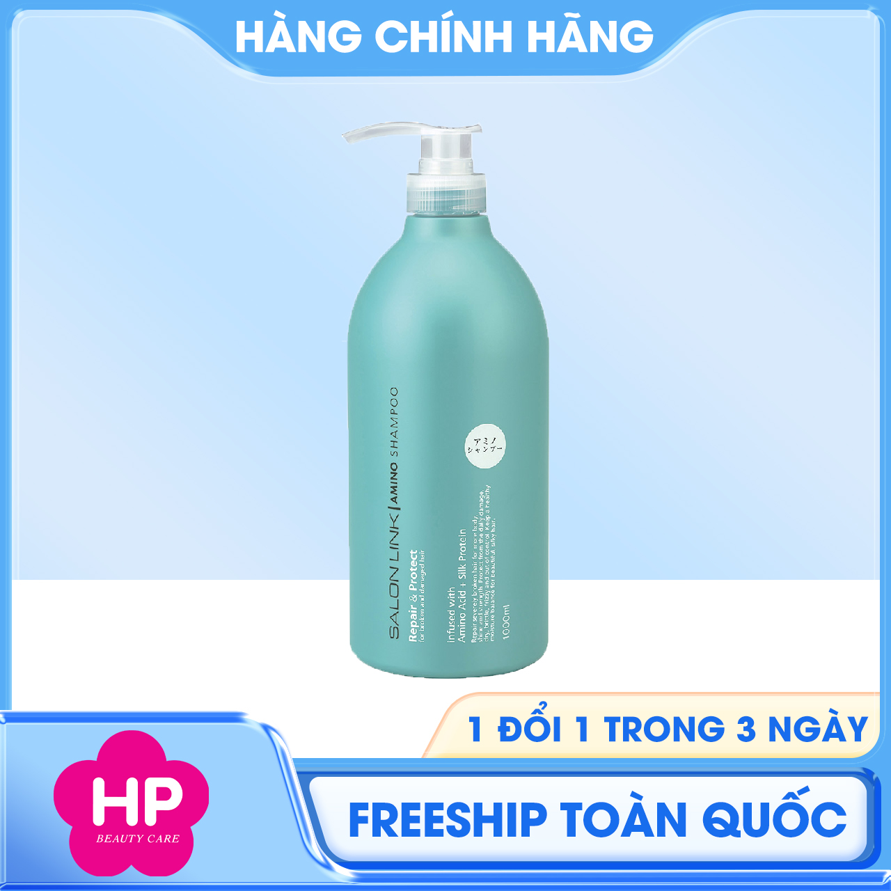 Dầu Gội Đầu Phục Hồi Tóc Khô Xơ Chẻ Ngọn Kumano Salon Link Amino Shampoo Chai 1000 mL