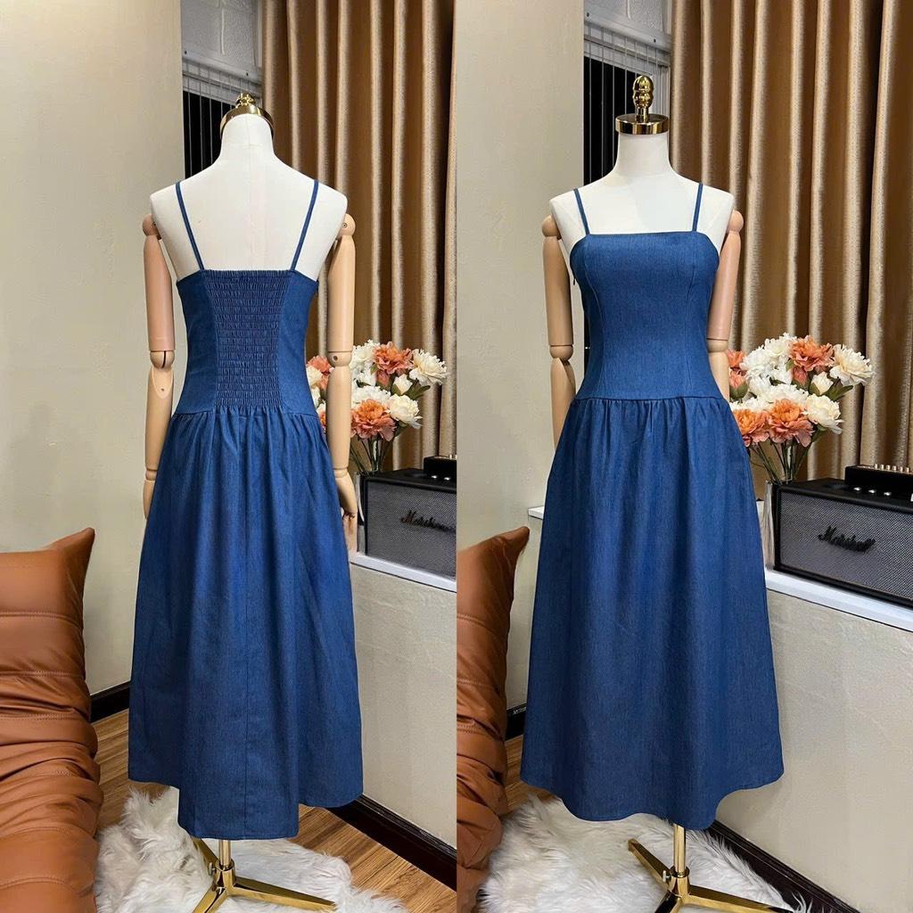 Đầm maxi 2 dây denim