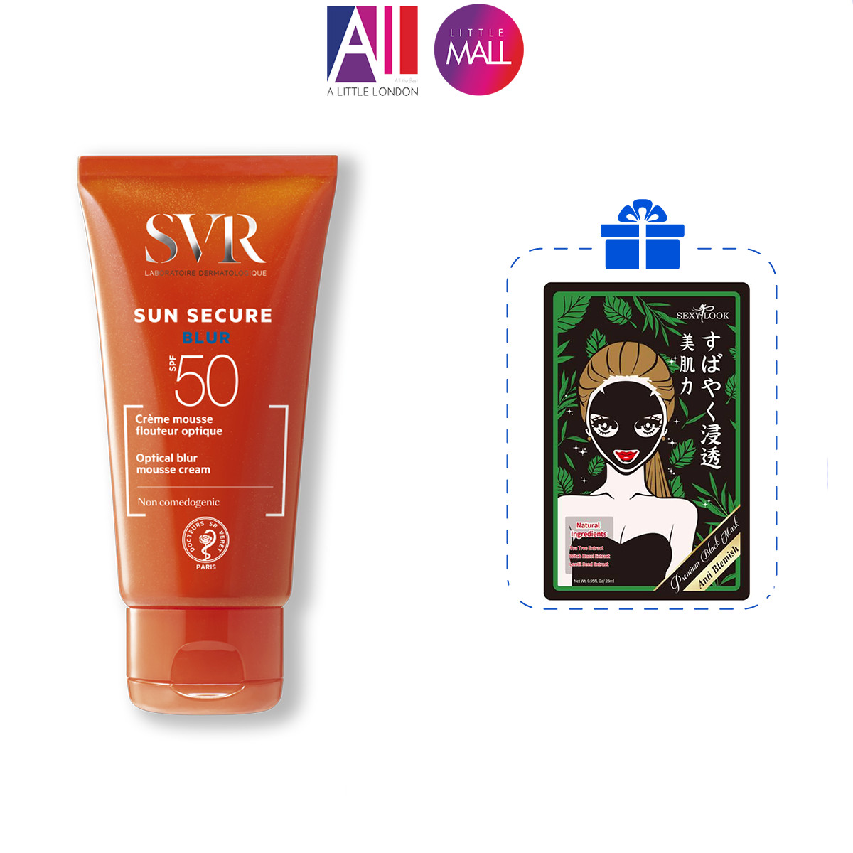 Kem chống nắng SPF50 SVR sun secure blur 50ml TẶNG mặt nạ Sexylook (Nhập khẩu)