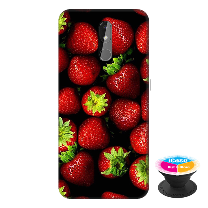 Ốp lưng điện thoại Nokia 3.2 hình Dâu Tây tặng kèm giá đỡ điện thoại iCase xinh xắn - Hàng chính hãng