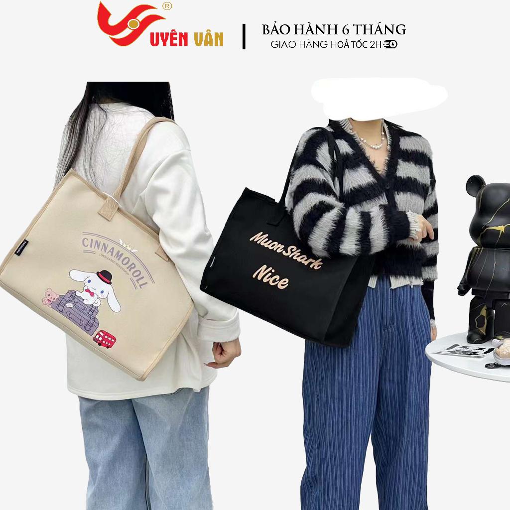 Túi tote nữ vải canvas dày chống thấm nước đeo chéo thời trang sinh viên học sinh i2040 i2065 i2075