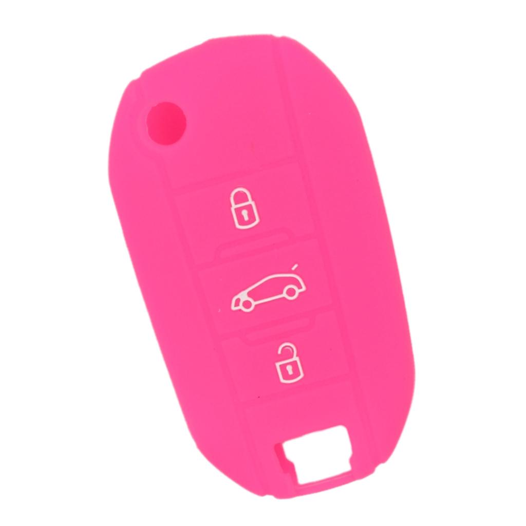 Silicone Car Key Case Cover Fit for AUDI Folding Remote Key Fob Case Shell 3 Buttons Rose Red