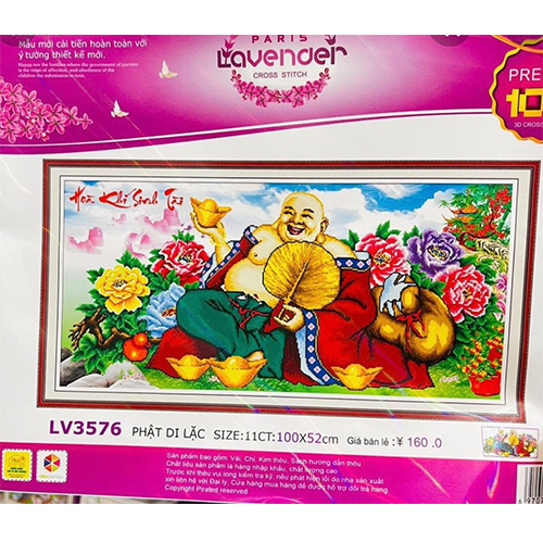 Tranh thêu chữ thập Phật Di Lặc nhiều mẫu và kích thước