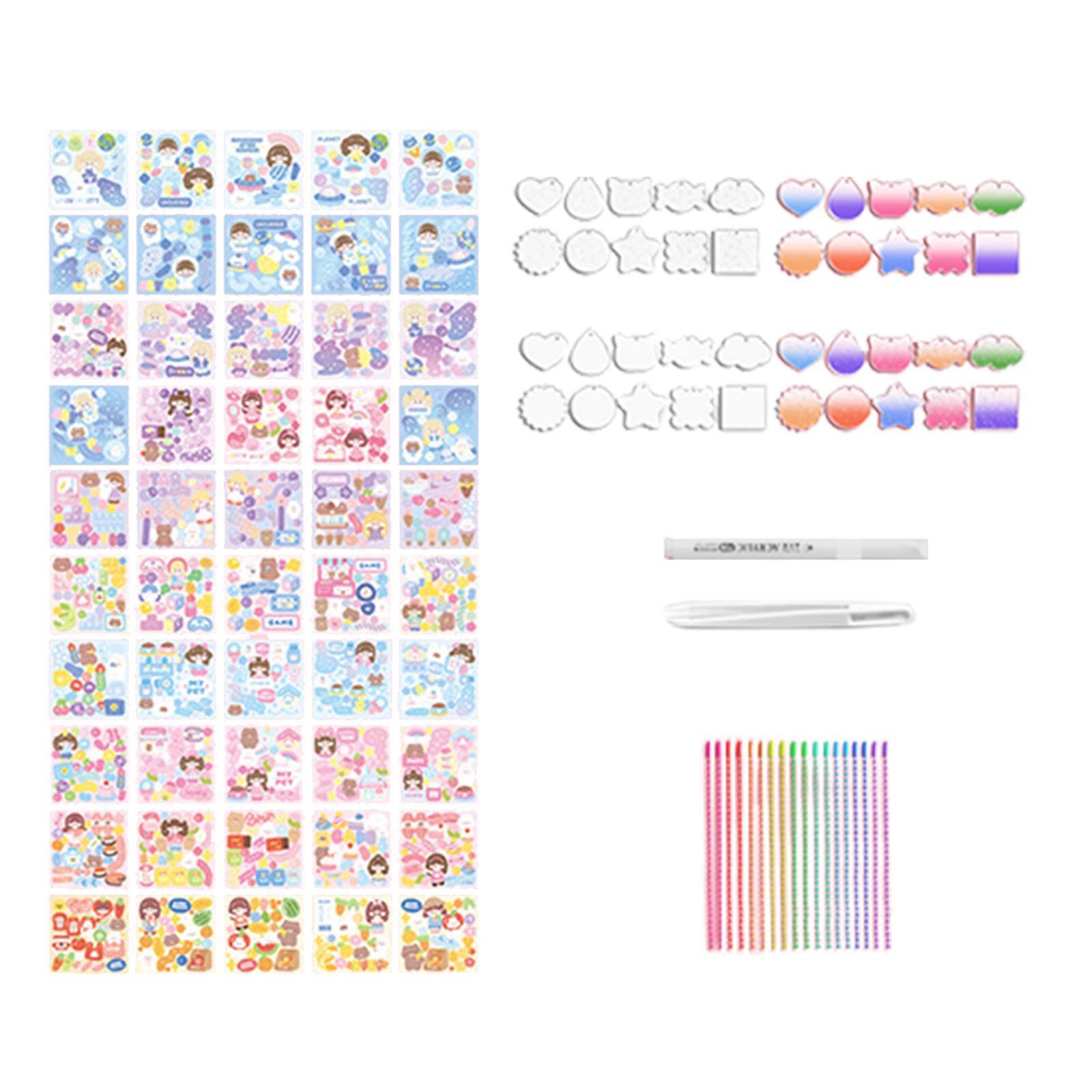 Goo Card DIY Set Kids Arts and Craft Acrylic Disc Hanging Ornament Pendant DIY Kits Card Sticker Set for Card DIY Decor Activities