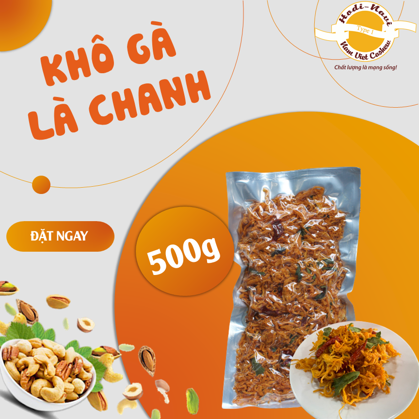 Khô gà lá chanh xé cay sợi dai thơm ngon - Túi 500g
