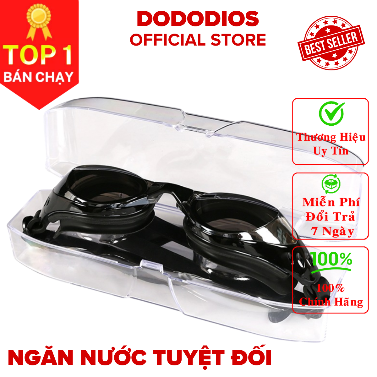 Kính bơi chống sương mờ, chống UV, dây được làm 100% silicone mềm mại, thiết kế không trơn trượt, độ co giãn, độ bền thách thức thời gian, dành cho vận động viên chuyên nghiệp, người đi bơi hằng ngày - Chính hãng DODODIOS