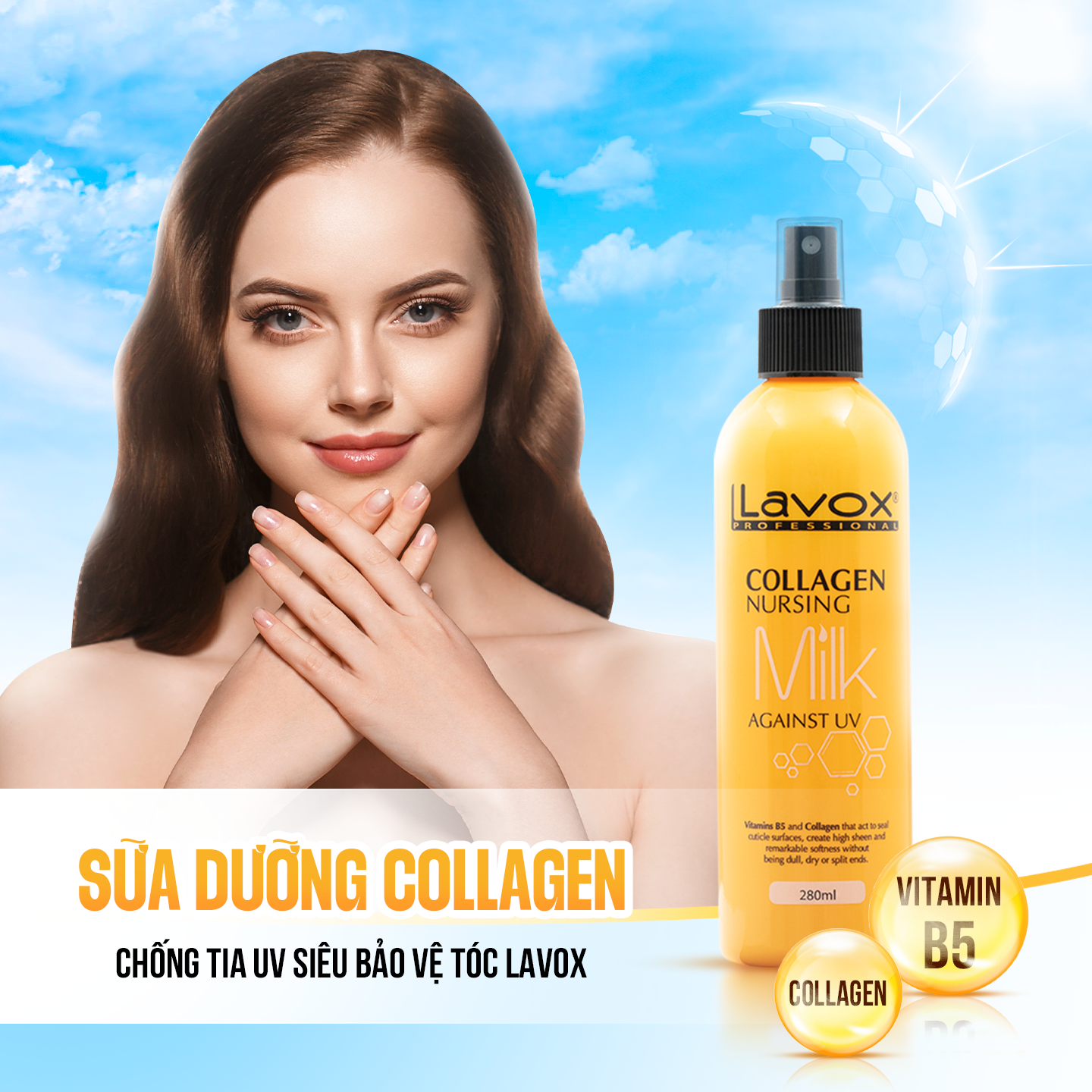 Xịt Dưỡng Collagen Lavox - Ngăn Ngừa Tia UV &amp; Bảo Vệ Tóc
