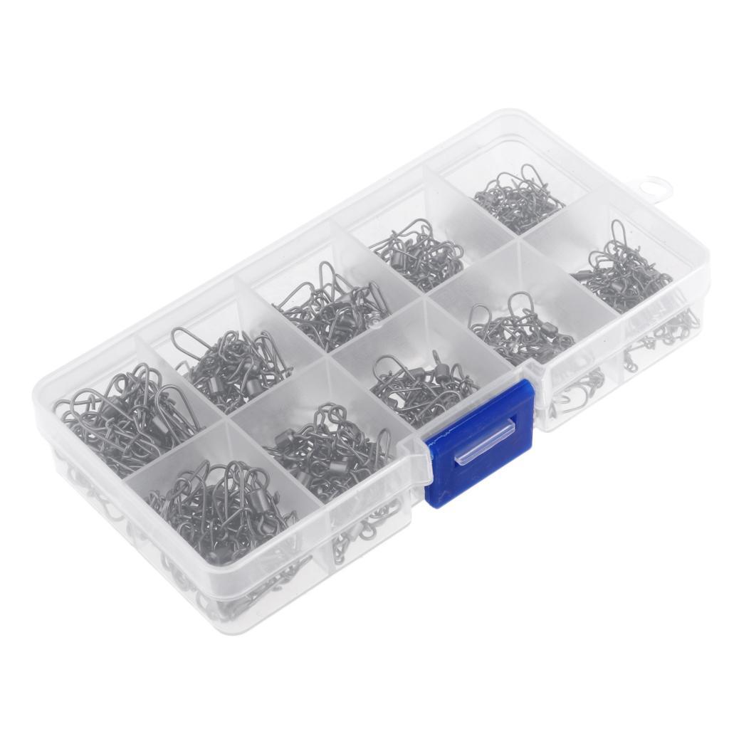 220pcs Stainless Steel Fishing Rolling Swivels with Duolock Snaps Connector