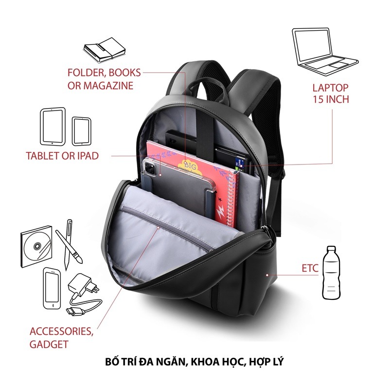 Balo đi học Mr Vui 978 kiểu dáng thời trang phong cách tuổi teen cho học sinh cấp 2 cấp 3( kích thước 42 x 30 x 13 cm)