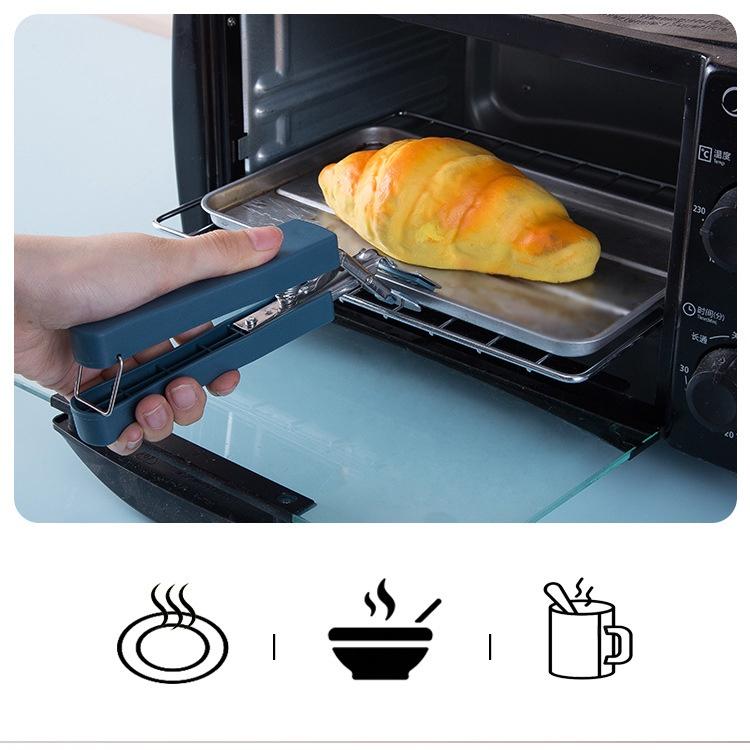 Bộ Dụng Cụ Kẹp Gắp Đồ Nóng Thức Ăn Đa Năng Inox Chống Bỏng Kèm Găng Tay, Miếng Lót Nồi Silicon
