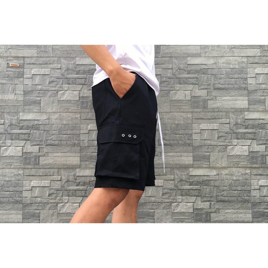 Quần short kaki túi hộp phối gài chất vải co giãn (Hình Thật)