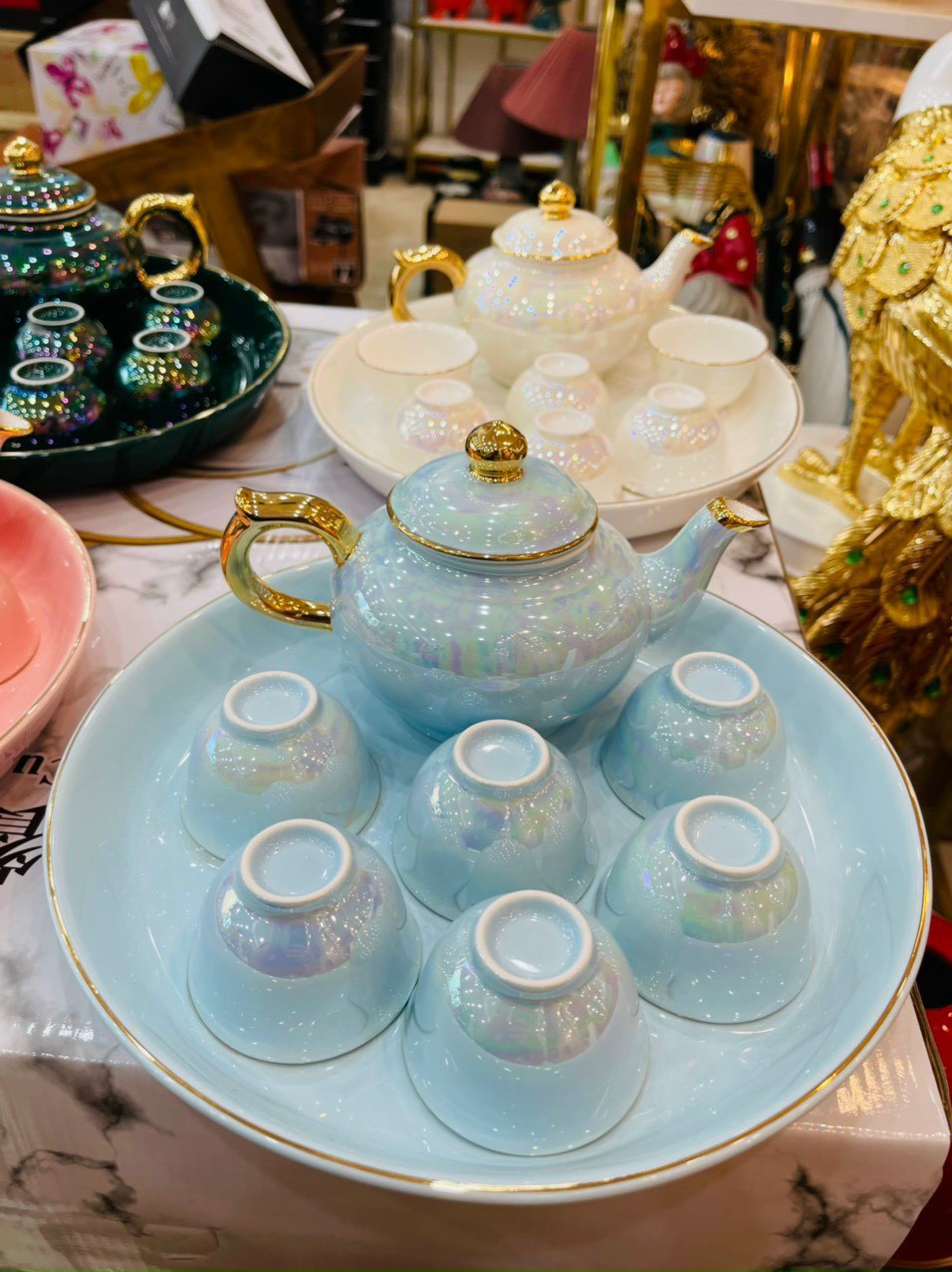 BỘ ẤM CHÉN PHA TRÀ KÈM KHAY SỨ CAO CẤP - VD193