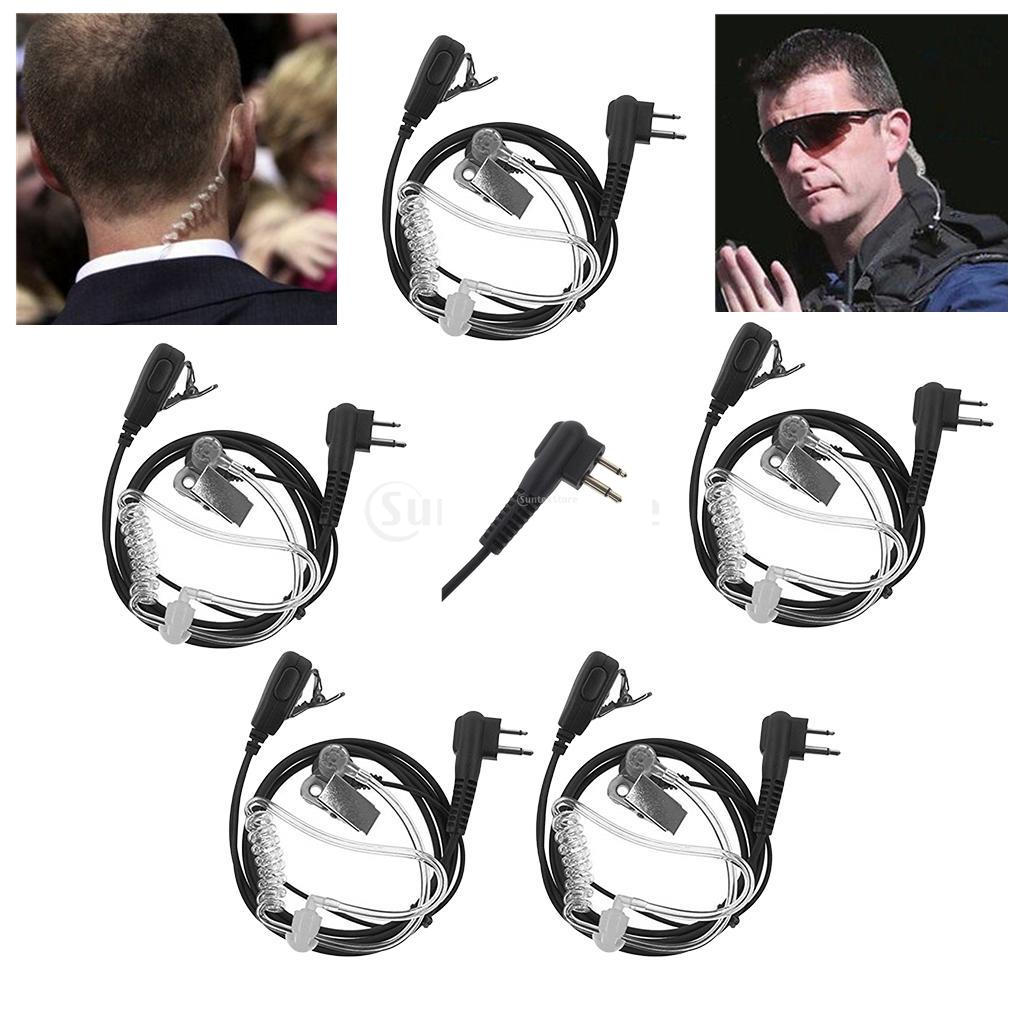 5pcs 2-PIN PTT Mic Covert Acoustic Tube Earpiece Headset For Two Way Radio