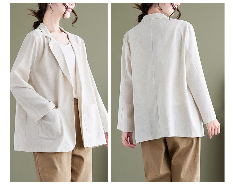 Áo blazer nữ công sở dài tay, kiểu dáng cơ bản dễ mặc, chất liệu linen bột cao cấp CS03